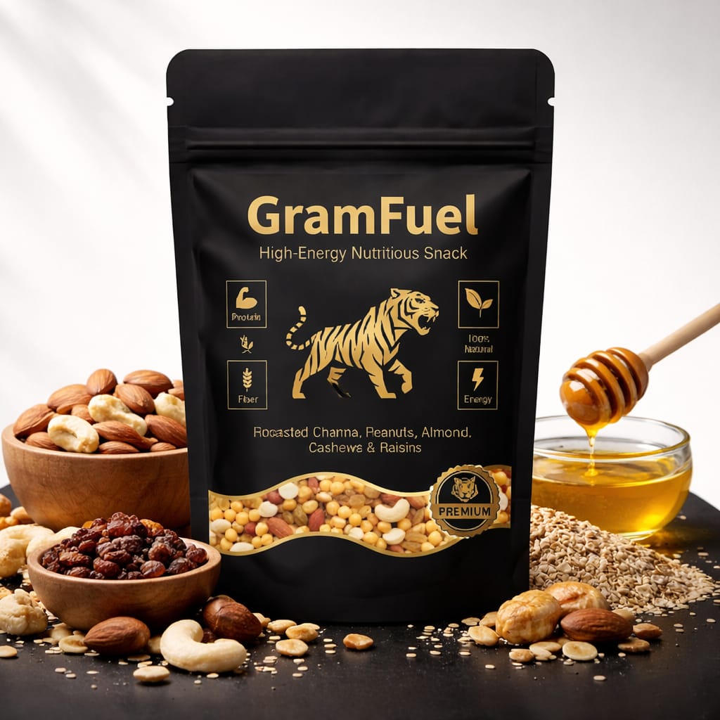 GramFuel Pro+ Energy Blend | Pack of 2 (500g Each) | High-Protein Super Seeds Mix | Roasted Chana, Badam, Kaju, Makhana, Sunflower & Watermelon Seeds in Desi Ghee | Premium Family Pack | 1kg Total