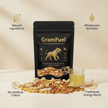 GramFuel Classic Power Blend | 500g | Roasted Chana, Badam, Kaju, Makhana & Moongfali in Desi Ghee | High-Protein Natural Energy Snack