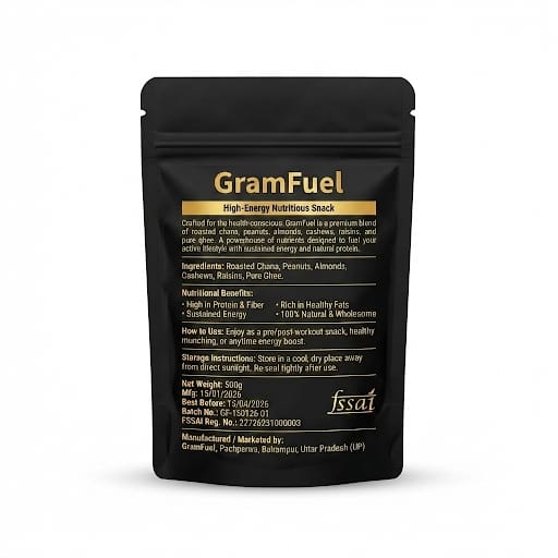 GramFuel Classic Power Blend | 500g | Roasted Chana, Badam, Kaju, Makhana & Moongfali in Desi Ghee | High-Protein Natural Energy Snack