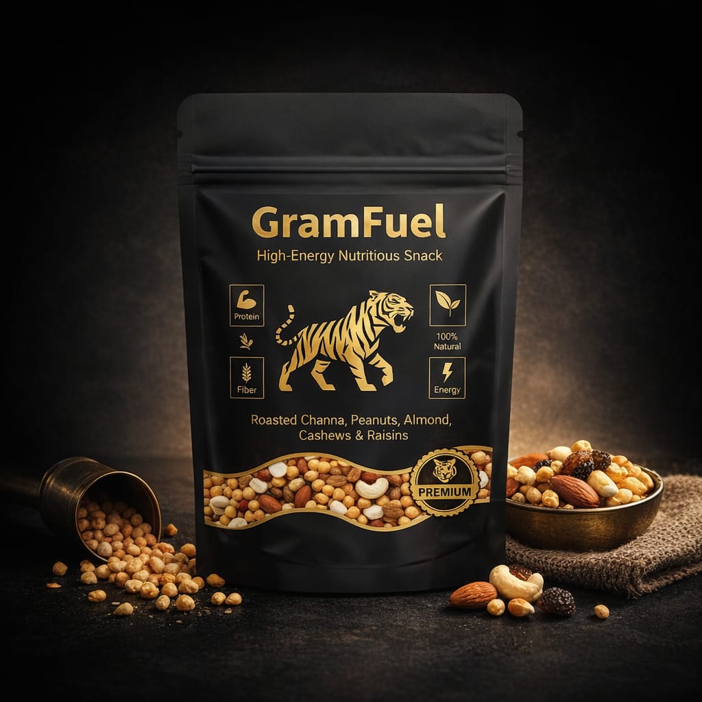 GramFuel Pro+ Energy Blend | Pack of 2 (500g Each) | High-Protein Super Seeds Mix | Roasted Chana, Badam, Kaju, Makhana, Sunflower & Watermelon Seeds in Desi Ghee | Premium Family Pack | 1kg Total